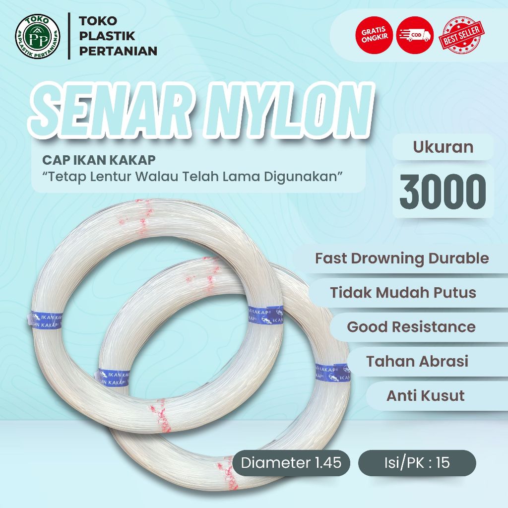 Senar Cap Ikan Kakap  Ukuran 3000 (120)  per Roll /Tali Senar Pancing / Senar Layangan
