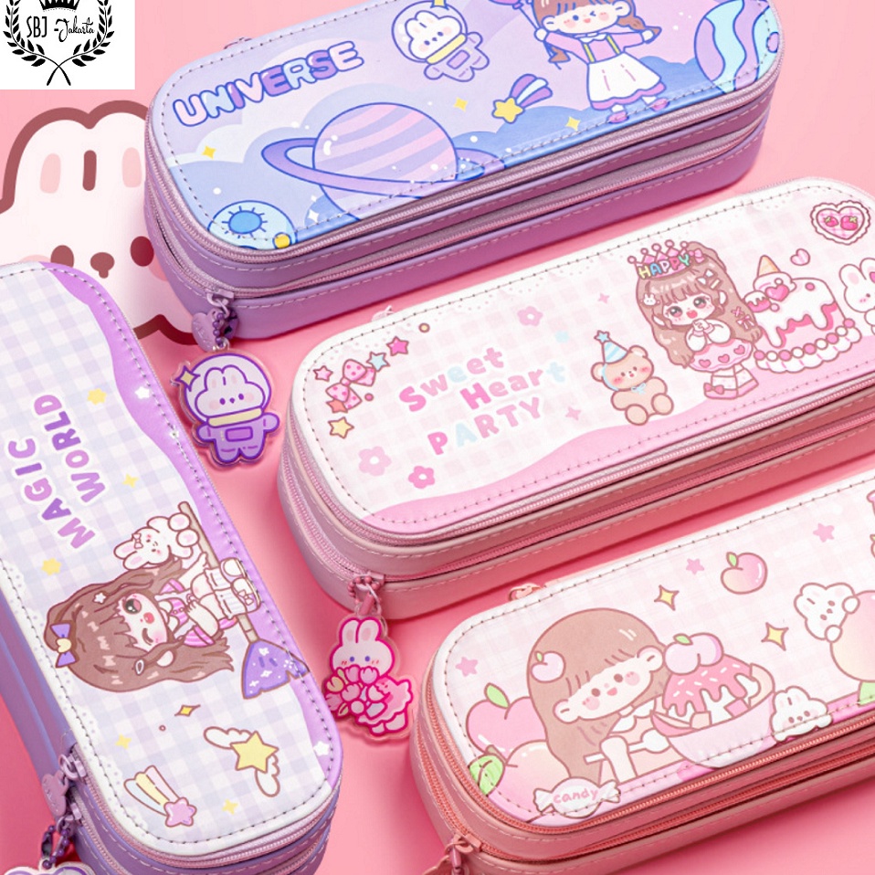 

KODE M83L Tempat Pensil Kotak Pensil 2 Layer Luho Korean Style Pensil Case