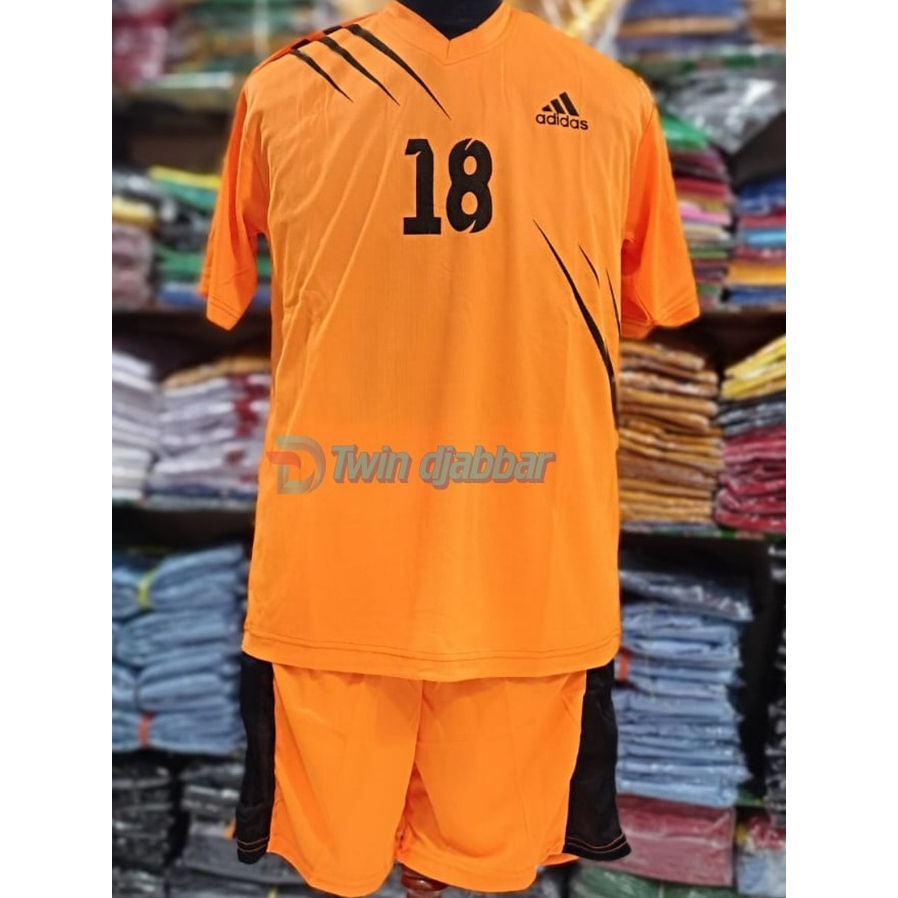 Baju Bola 1 Team 18 Stel Warna Orange 2 Model