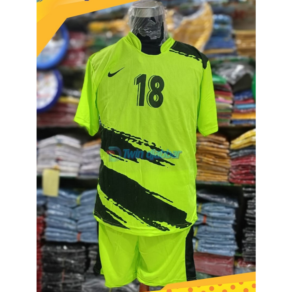 Baju Bola 1 Team 18 Stel Warna Hijau Stabilo 2 Model
