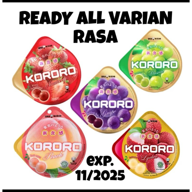 

EXP NOVEMBER 2025 permen Kororo uha jelly candy peach, strawberry, grape, muscat, lychee 40g permen import sultan premium harga termurah kualitas terbaik !!!