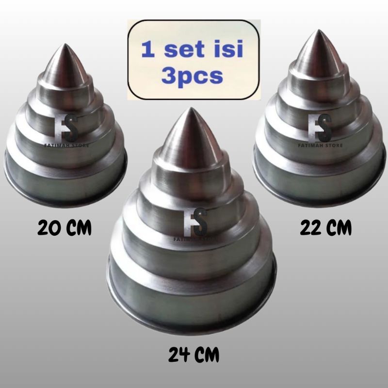 3pcs Loyang nasi tumpeng Jumbo / Besar / cetakan loyang tumpeng besar almunium