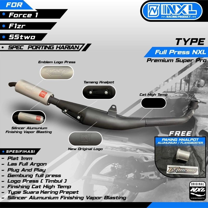 KNALPOT RACING FIZR/FIZ/FORCE 1 PREMIUM FULL PRESS GEN 2 LIMITED EDITION ORIGINAL NXL
