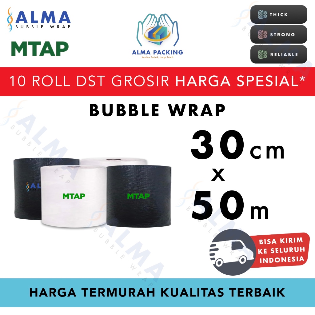 

PROMO TERMURAH Plastik Bubble Wrap 30cm x 50m Bubblewrap MTAP PREMIUM TERMURAH ROLL GROSIR