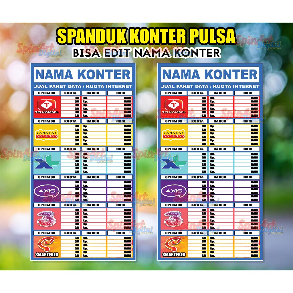 Spanduk Pulsa, Spanduk Konter Pulsa, Spanduk Paket Data Internet, Spanduk COD Murah
