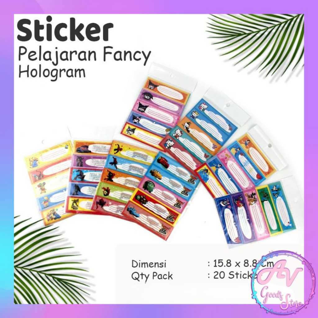 

sticker nama / stiker nama / label nama buku pelajaran / sticker nama buku karakter