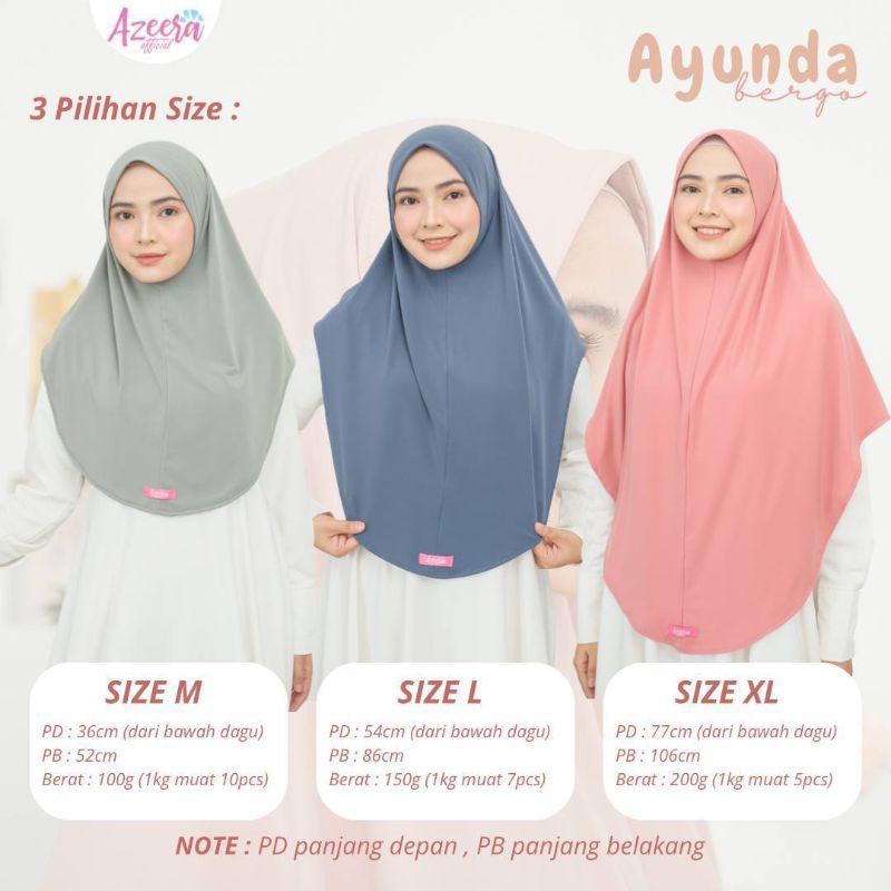 Bergo Jilbab Instan Antem Ayunda | Material Jersey Stella Non Pet | Adem Jatuh dan Lembut