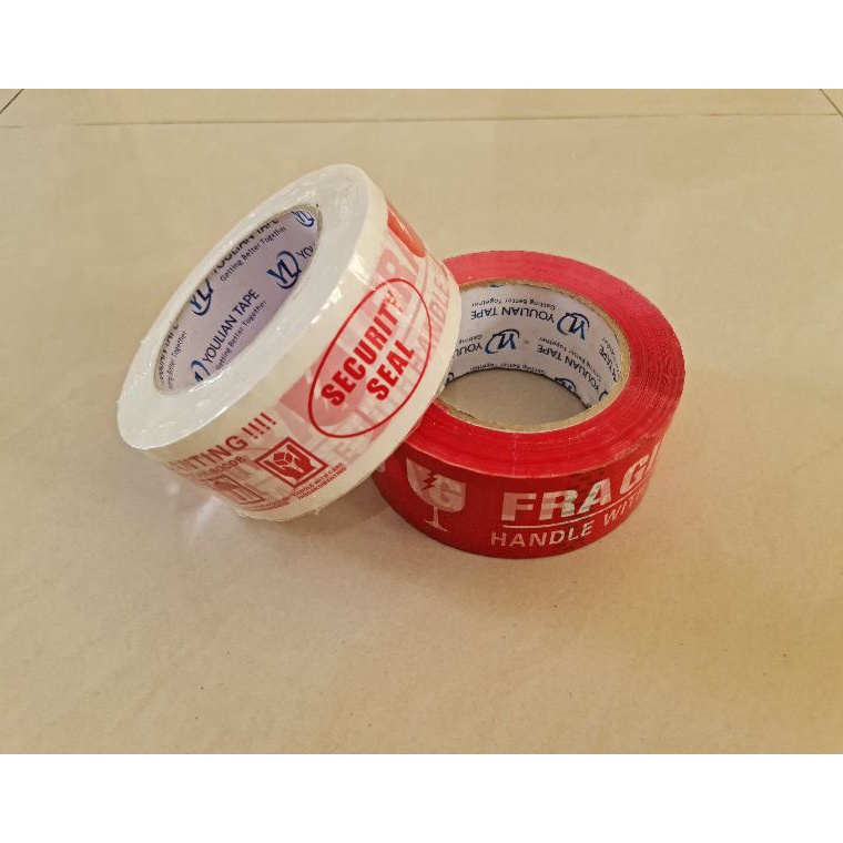 

Barang baru YouLian LAKBAN FRAGILE MERAH dan PUTIH 2inch48MM x 2 Yard Lakban OPP Isolasi OPP Fragile Video Unboxing Asli 2 yard Fragile Puith