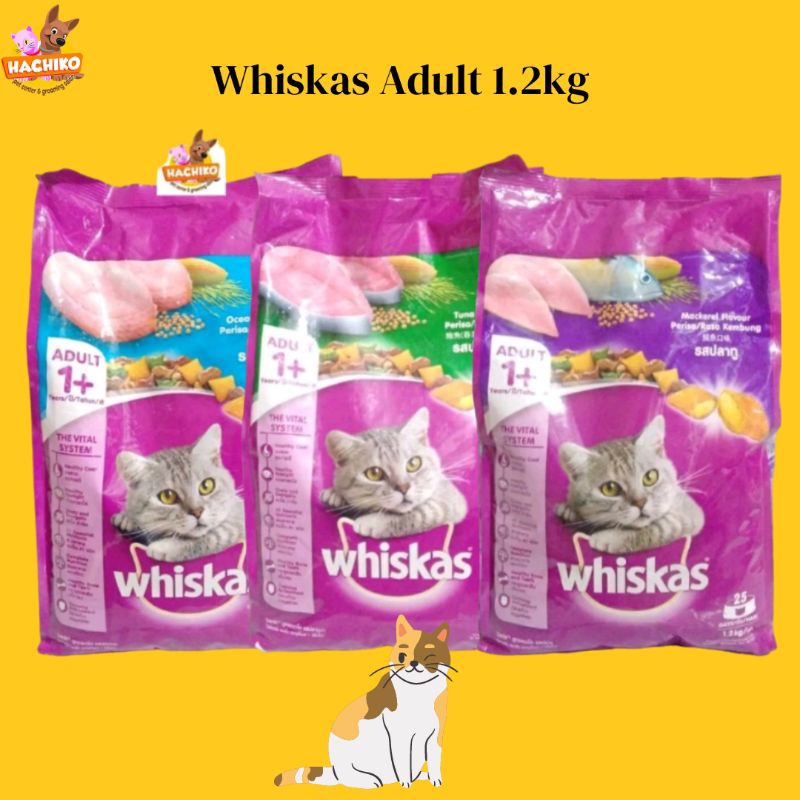 Whiskas Dry Food Cat Adult  1.2Kg/Whiskas Adult 1.2kg All Varian/ Whiskas Mackarel 1.2kg/Whiskas Oce