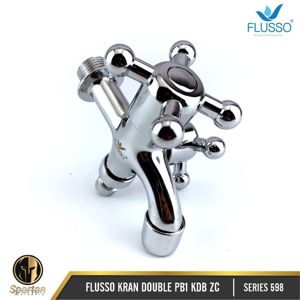 Baru Kran Cabang 2 Double Shower Kamar Mandi Flusso Stainless Baling 598 Flusso