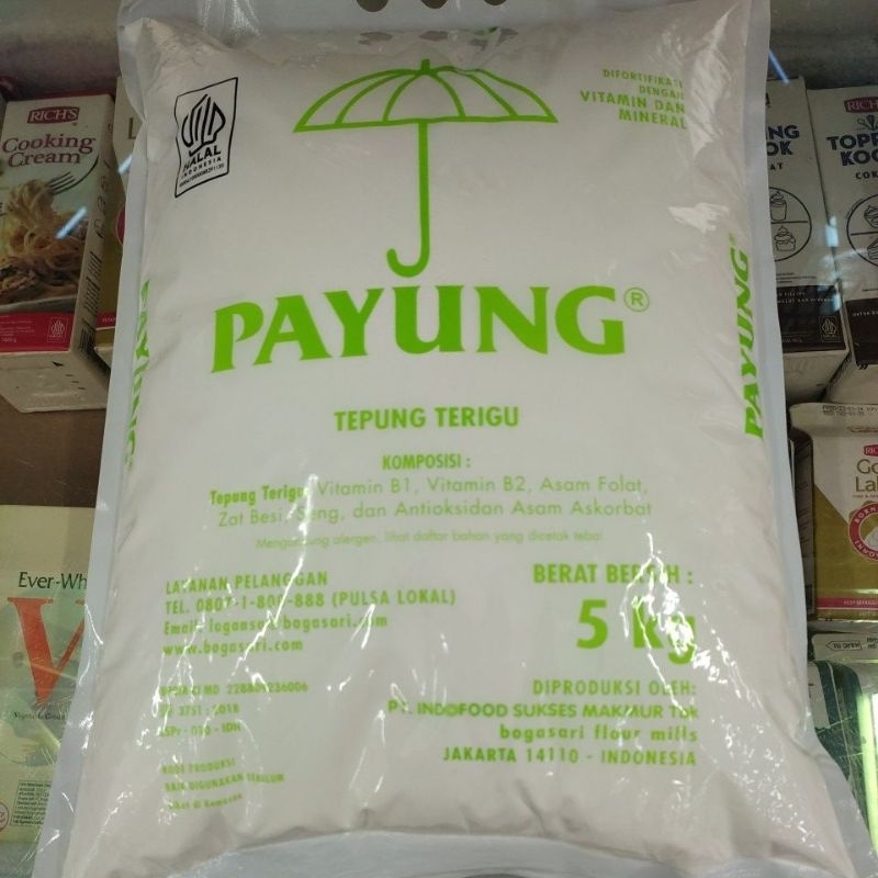 

TEPUNG TERIGU PAYUNG 5KG/BOGASARI TEPUNG TERIGU PAYUNG 5KG