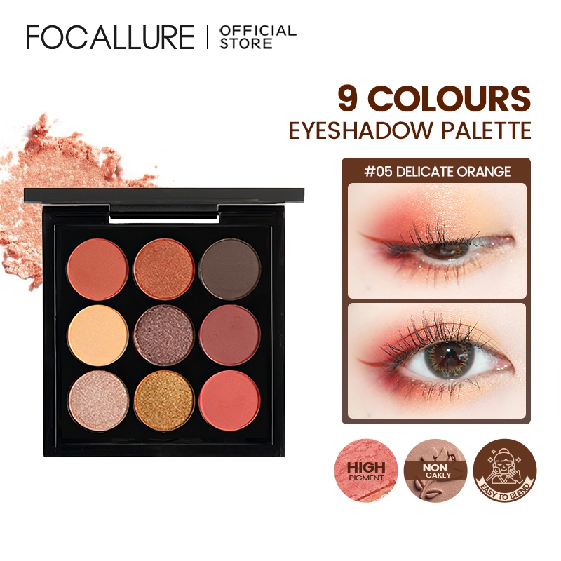 FOCALLURE 9 Warna Eyeshadow palette mata kosmetik