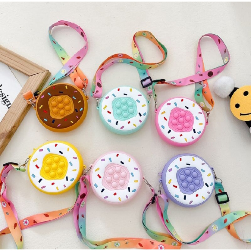 Tas pop it anak donat tas Selempang anak jelly motif donut