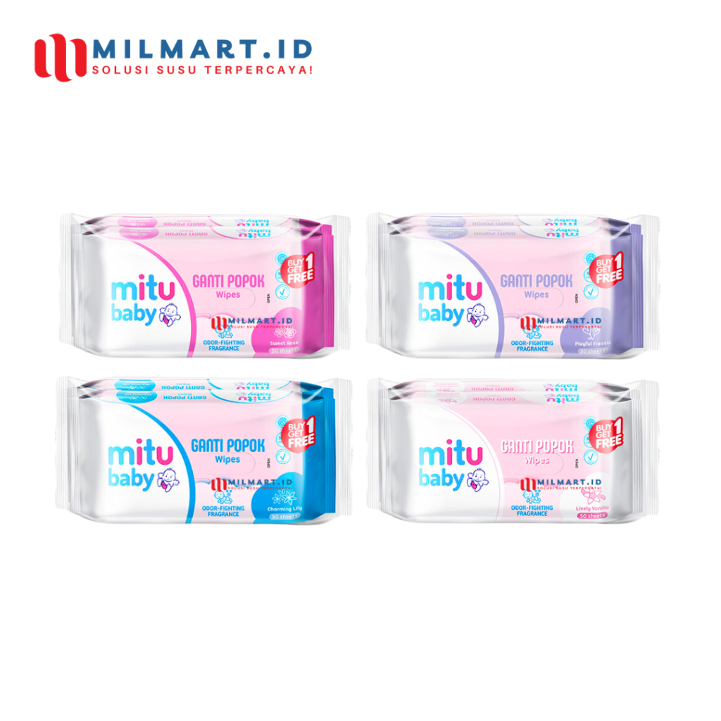 MITU BABY WIPES 50'S (BUY 1 GET 1) TISU BASAH MITU GANTI POPOK PINK/UNGU/BIRU/PUTIH WET TISSUE
