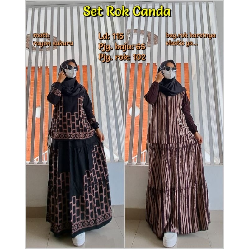 Gamis batik setelan rok canda