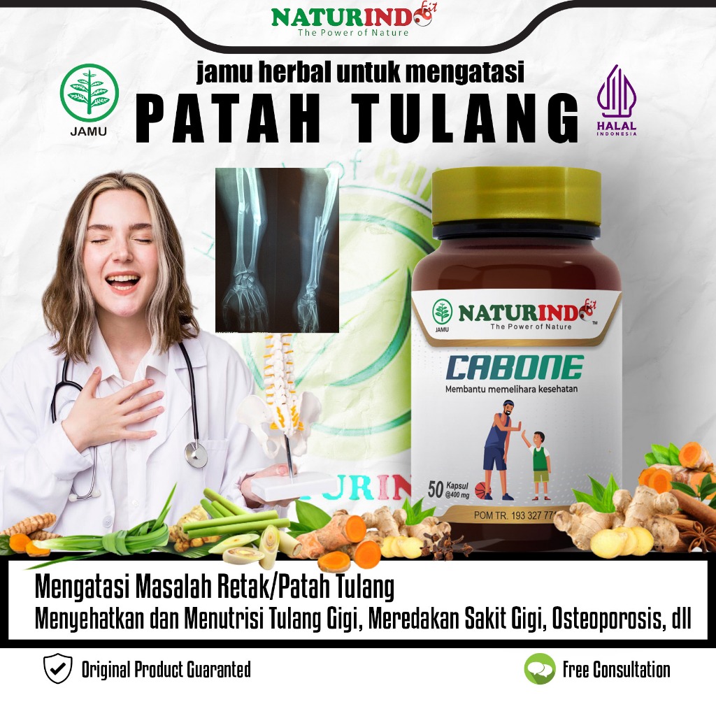 Obat Patah Tulang Retak Menutrisi Vitamin Kalsium Gigi untuk Anak Dewasa Peninggi Cabone Naturindo