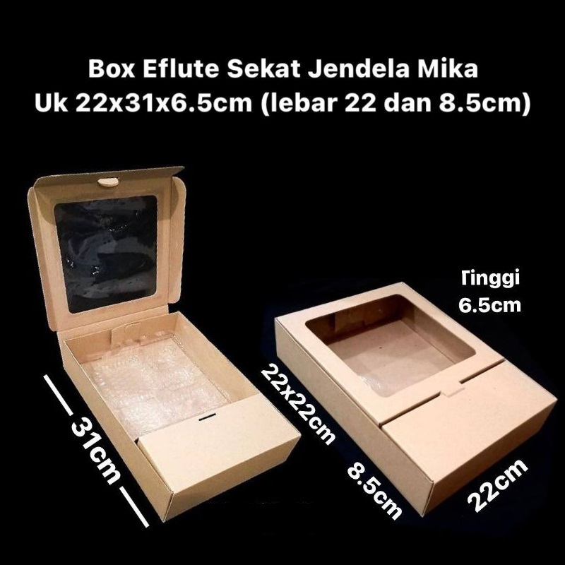 

( 5 pcs ) Dus Eflute Jendela Mika Ukuran 22x31x6 cm Box Kotak Polos Kemasan Catering Snack