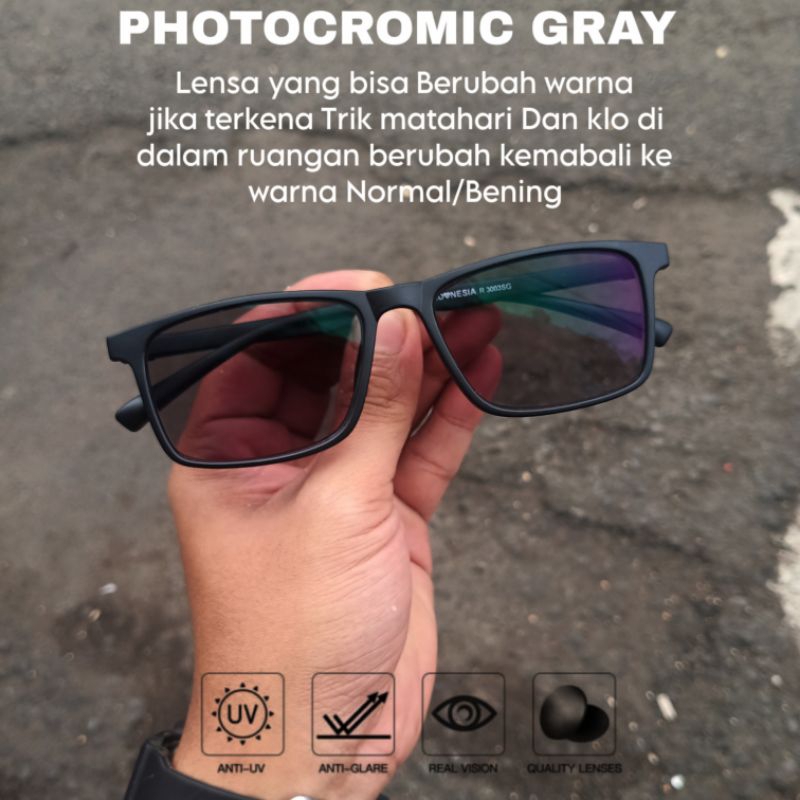 KACAMATA PHOTOCROMIC GRAY CUSTOM LENSA NORMAL/MINUS KT8174
