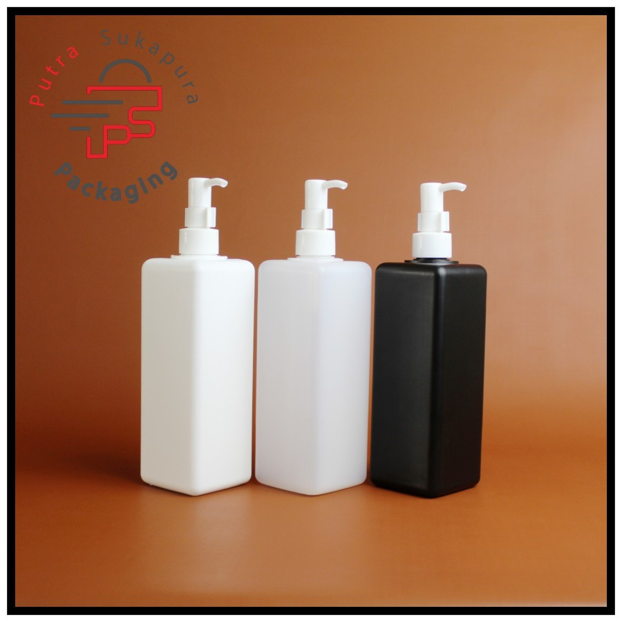 Botol pump 500ml hdpe kotak/botol lotion pump 500ml/pump clip putih