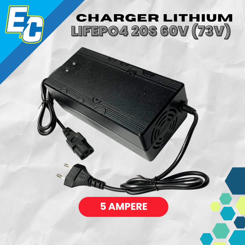 Charger baterai lithium lifepo4 motor listrik 20S 60V 5A 73V new