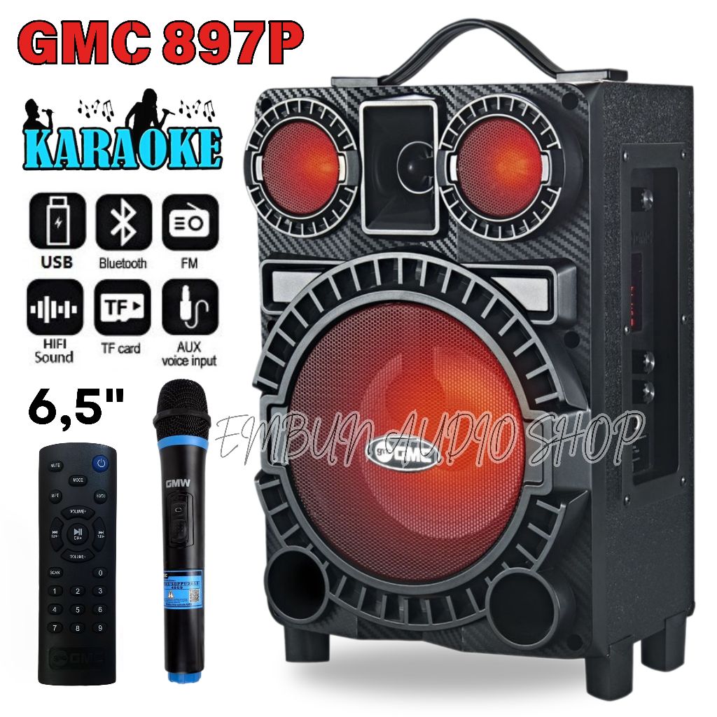 GMC 897Q Speaker Karaoke Bluetooth + Mic Wireless | Speaker Portable Aktif Bass Nendang
