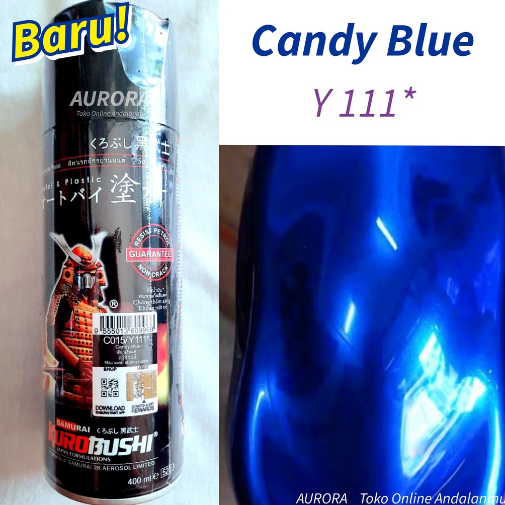 

KODE A46V Samurai Paint Candy Blue Y111 Candytone Biru Pilox Samuray Pilok Pylox 4cc 4ml