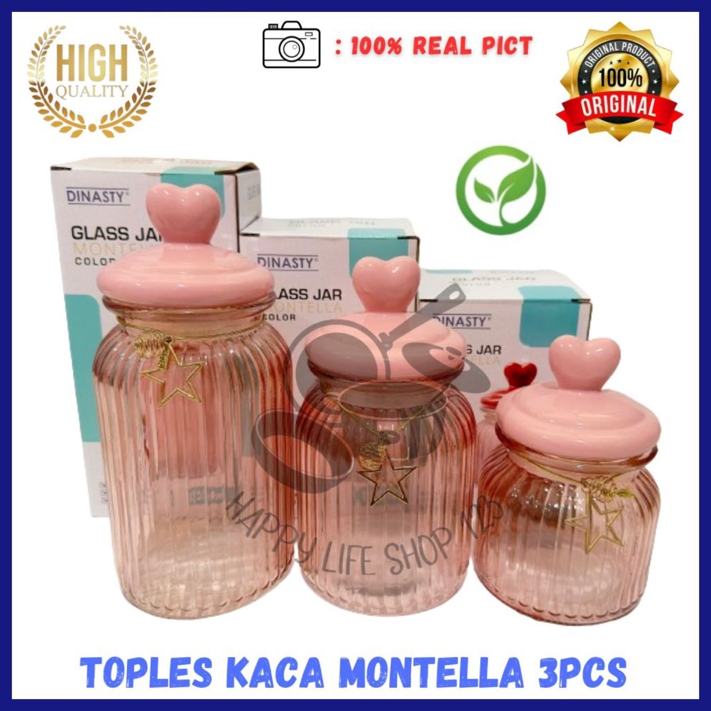 KODE H34T Toples Snack 3pcs MONTELLA  Toples Set Montella 3pcs  Toples Set 65ml1ml13ml