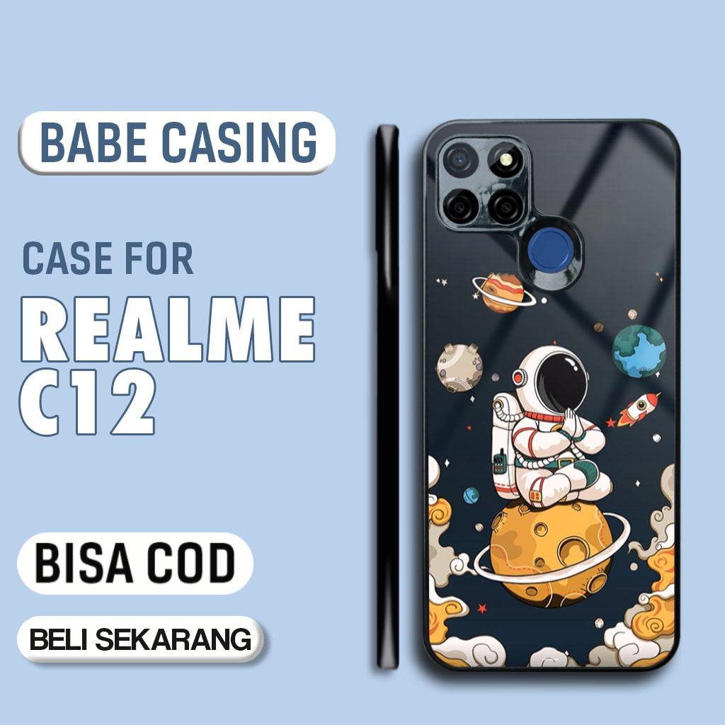 Case Realme C12 Terbaru - Casing Realme C12  - Motif Astronot - Hardcase Premium Glossy - Softcase H