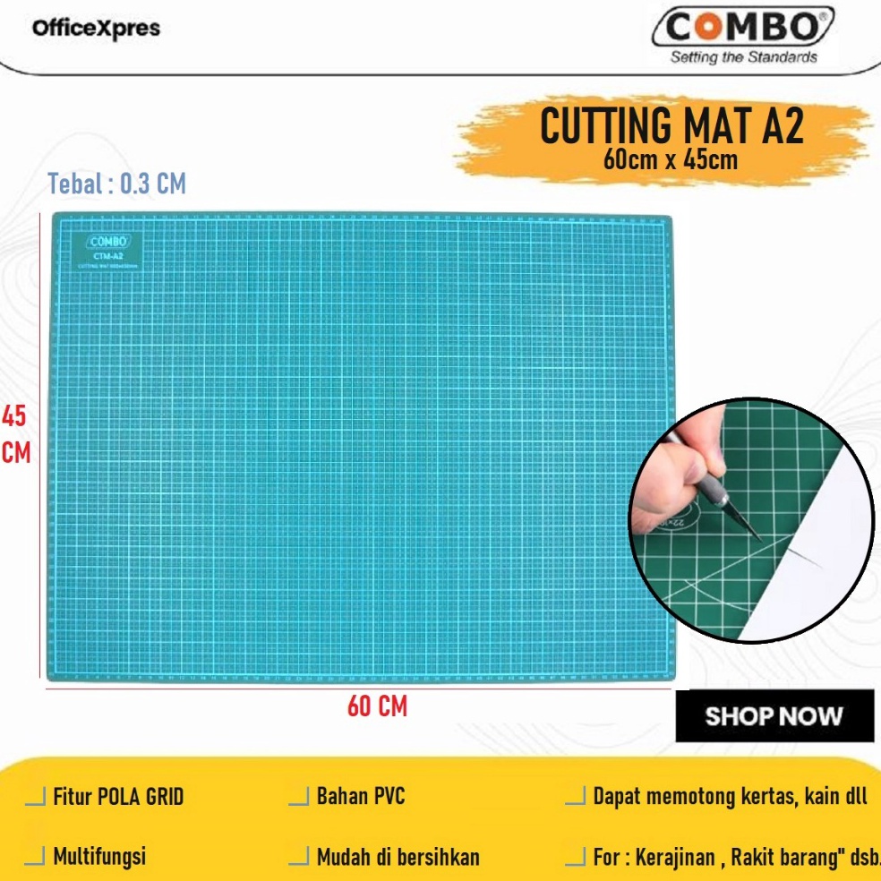 

KODE G53V Alat Pemotong Cutting Mat Alas Tatakan Potong Kertas A2 Combo Alas Potong Cutting Mat A2