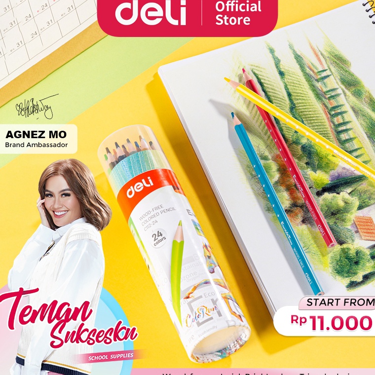 

KODE M85P Deli Pensil Warna Colored Pensil 12 24 Warna Sangat Terang EC112