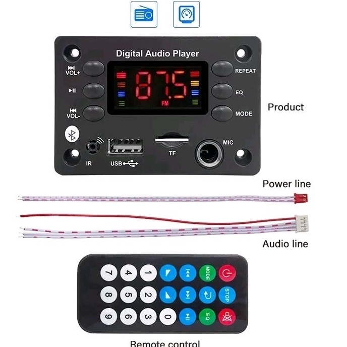 KODE F99B Module MP3 Bluetooth 5 dilengkapi soket mic