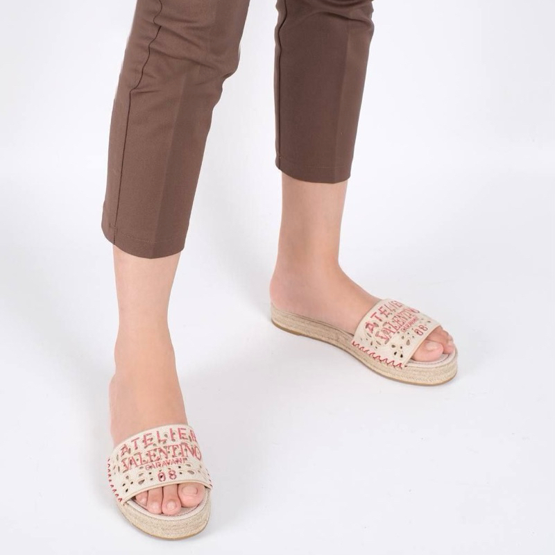 Original Valentino VLTN Garavani Atelier Espadrilles Slide Sandal