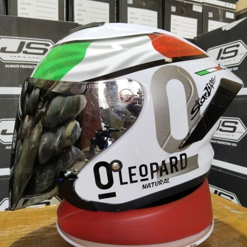 HELM JS ARMOR MOTIF LEOPARD (WHITE)