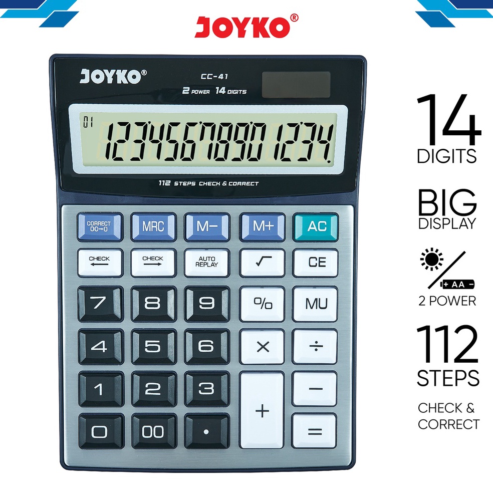 

KODE E5V Calculator Kalkulator Joyko CC41 14 Digits Check Correct