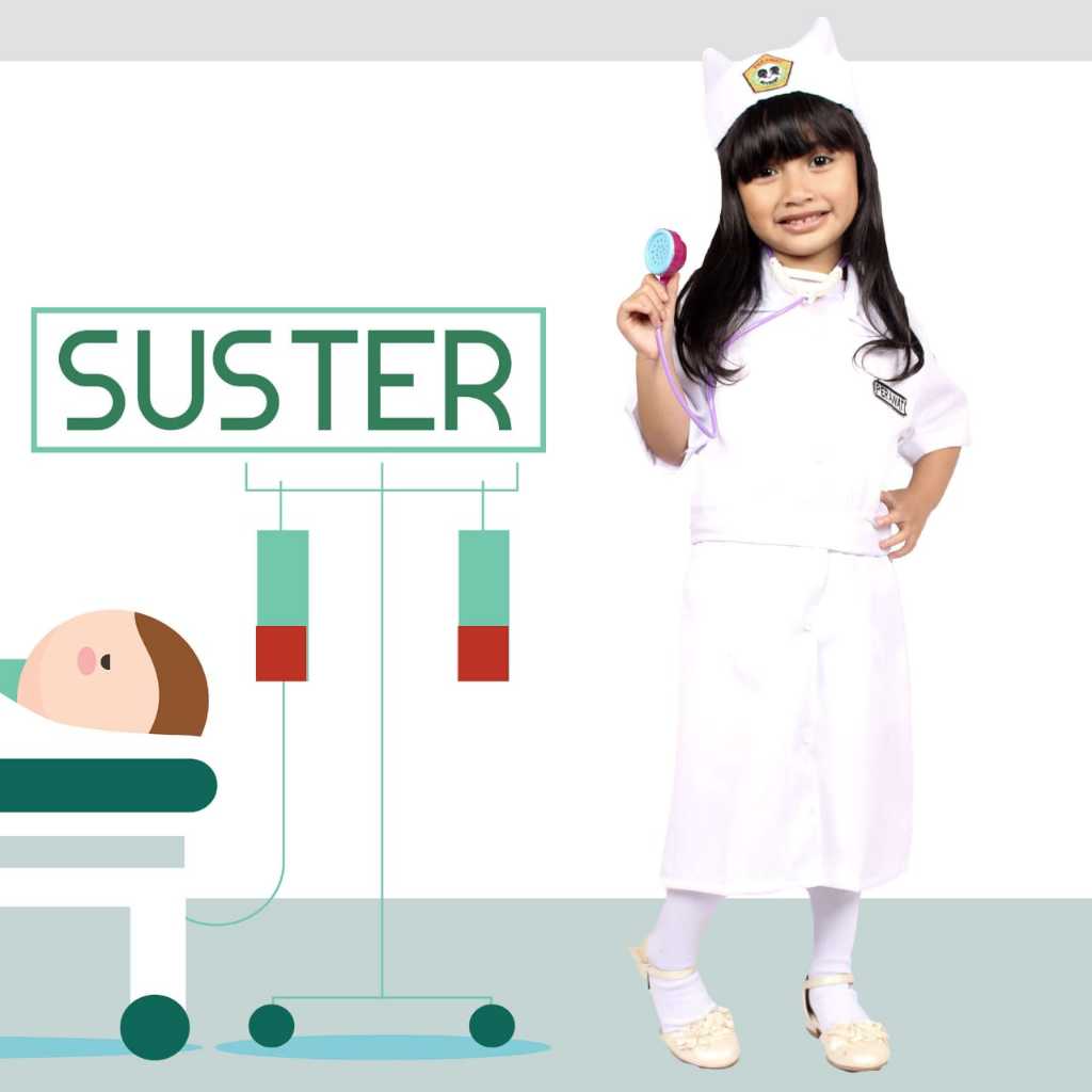baju perawat anak merek kijang seragam perawat baju profesi anak pakaian anak perempuan kostum karna