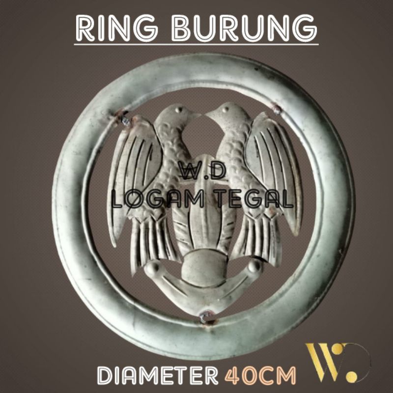 ornamen ring burung 40cm dua muka, hiasan pintu pagar besi