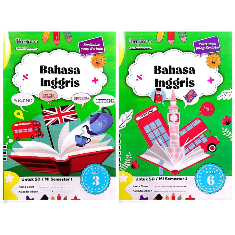 BUKU LKS SD MI BAHASA INGGRIS KELAS 3 6 KURIKULUM 2013 SEMESTER 1 GANJIL 2024-2025 | BUPIN