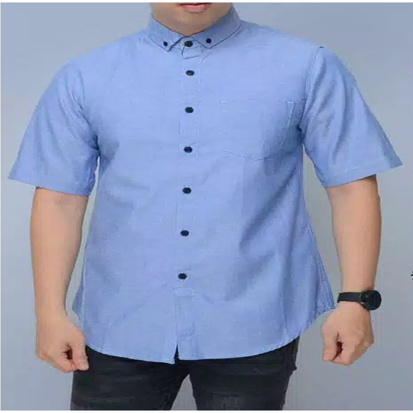 KEMEJA PRIA JUMBO LENGAN PENDEK POLOS / BAJU HEM PRIA OVERSIZE ORIGINAL