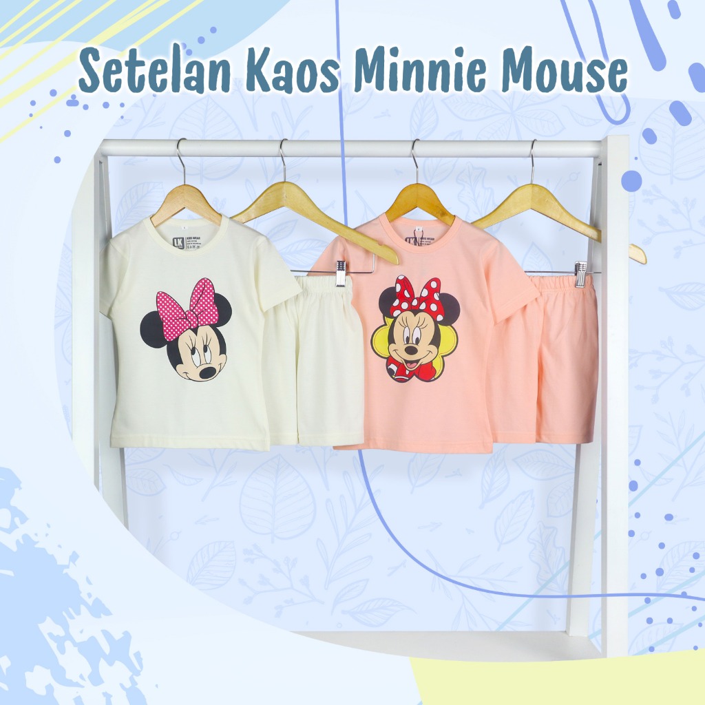 Setelan Kaos Anak Perempuan Motif Minnie Mouse/Baju Anak Perempuan/Setelan Anak/Minnie Mouse/Baju Mi