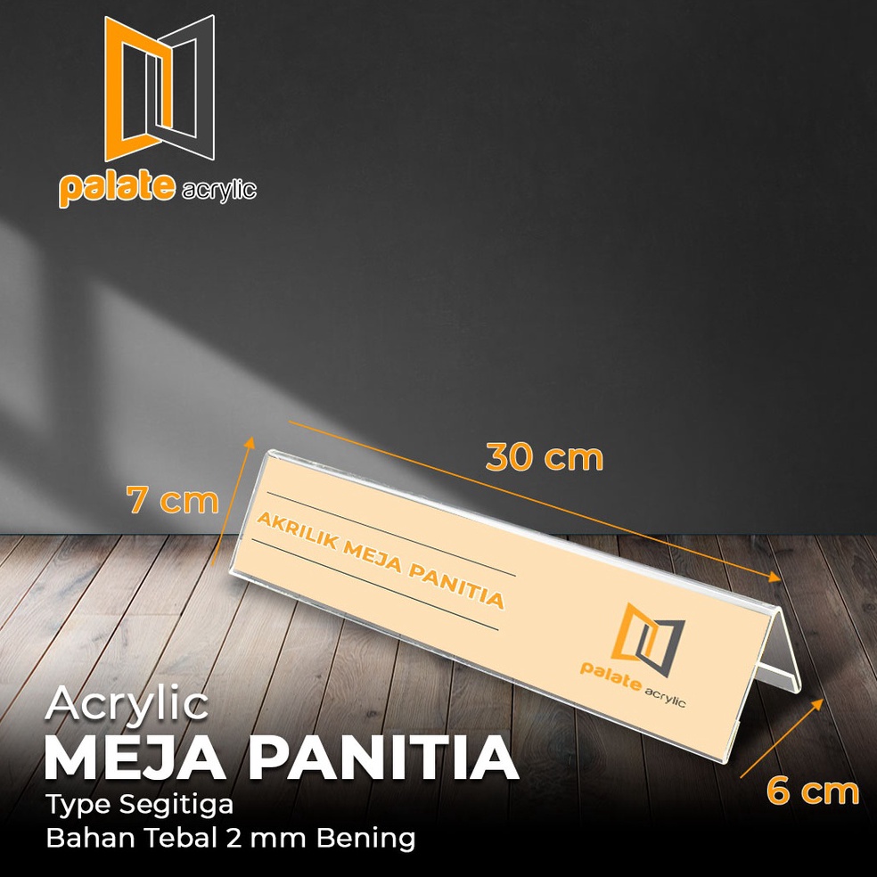 

Promo Keren ACRYLIC AKRILIK NAMA MEJA PANITIA 3x7cm BENTUK SEGITIGA