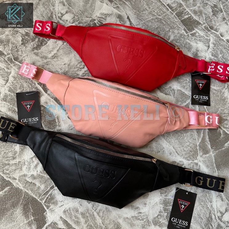 New Trend Waistbag Guess Leather Emboss Tas Selempang  Pinggang WB