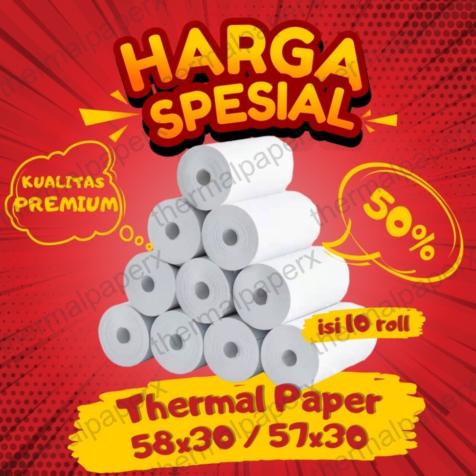 

Toko Spesial 1 ROLL KERTAS STRUK THERMAL PAPER ROLL 57x3 58x3 TERMAL EDC THERMAL PRINTER MINI BLUETOOTH 58MM CORELESS