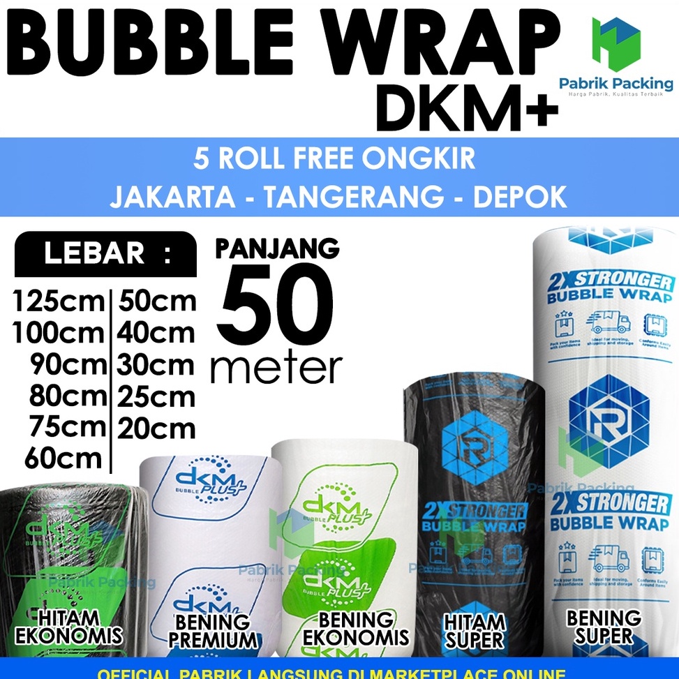 

Super Laris PLASTIK BUBBLE WRAP DKM TEBAL BUBBLE PACKING 5 METER GROSIR TERMURAH