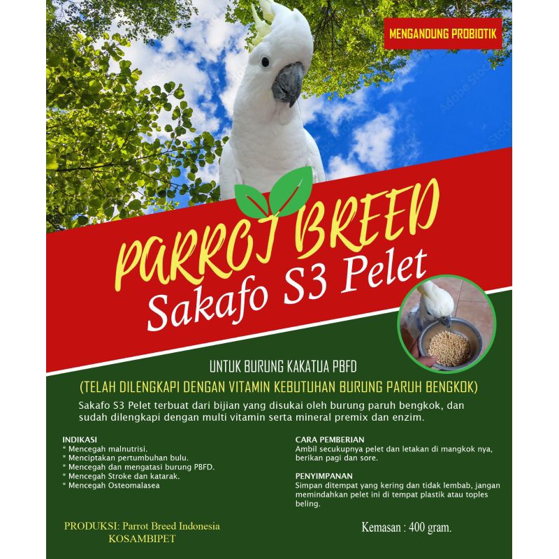 Mr.Kasacil - Sakafo S3 Pellet Parrot Breed Makanan Burung Kakaktua Paruh Bengkok Pbfd