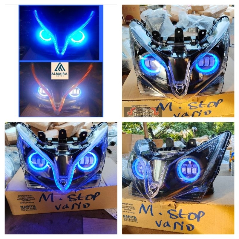 REFLEKTOR LAMPU DEPAN VARIO 125 FI KZR DOUBEL BILED DAYMEKER PLUS ALIS BIRU KUNING VARIO 2012-2014