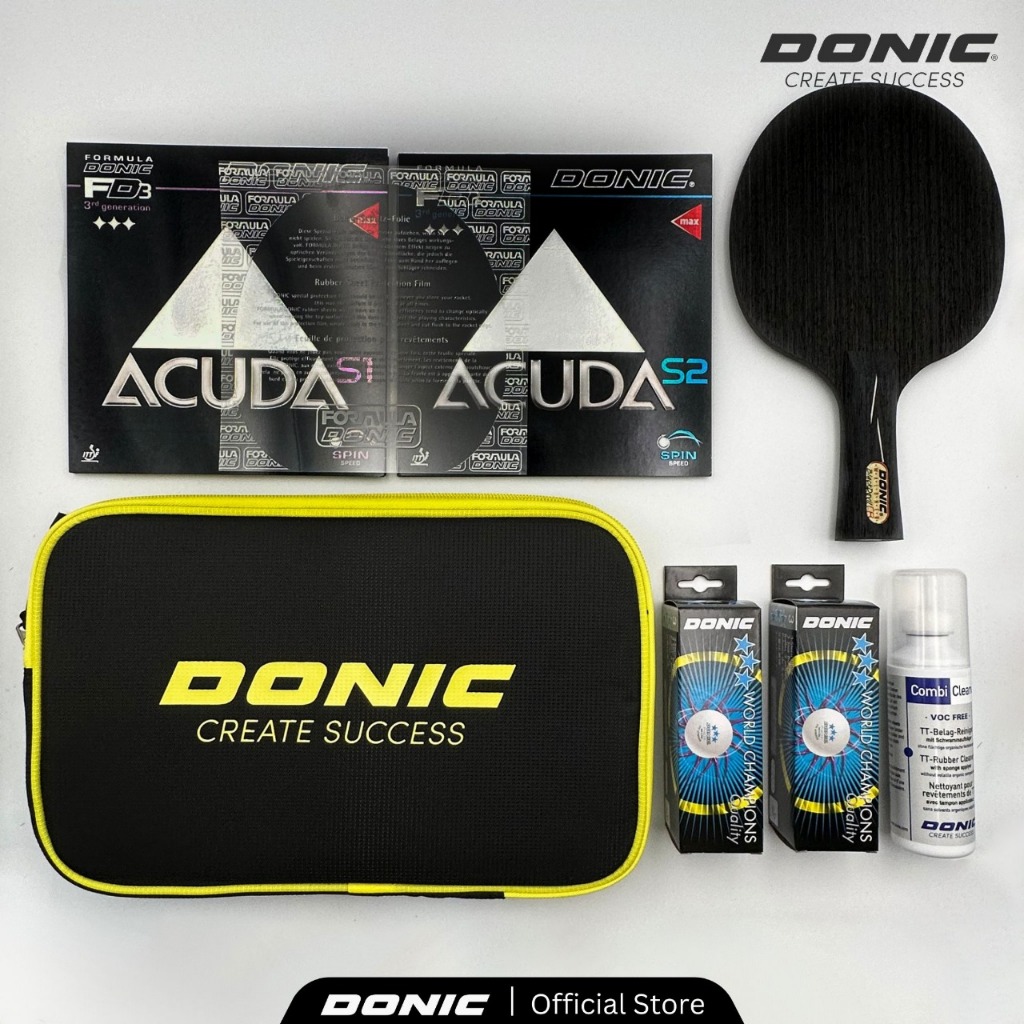 Bat Pingpong Donic Black Devil lengkap karet Donic dan aksesoris Set