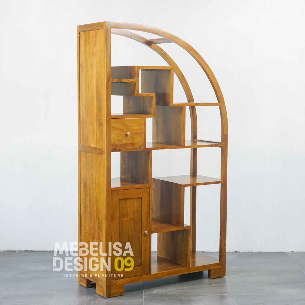 Rak Pajangan Penyekat Ruangan Ruang Tamu Kayu Jati