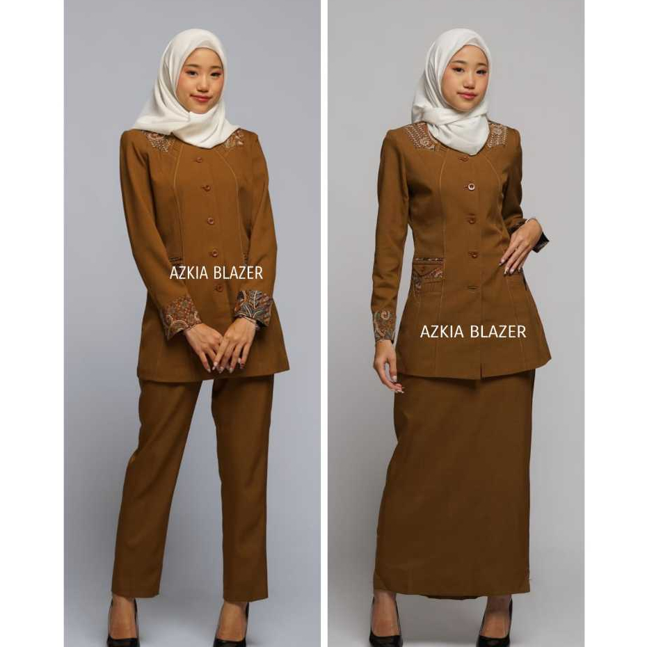 Blazer wanita seragam kerja wanita terbaru polyester premium stretch import kombinasi batik pemda