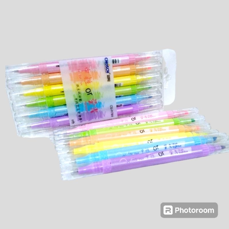 

stabillo stabilo highlighter 2 in 1 set bolpoin warna pastel lucu imut aesthetic