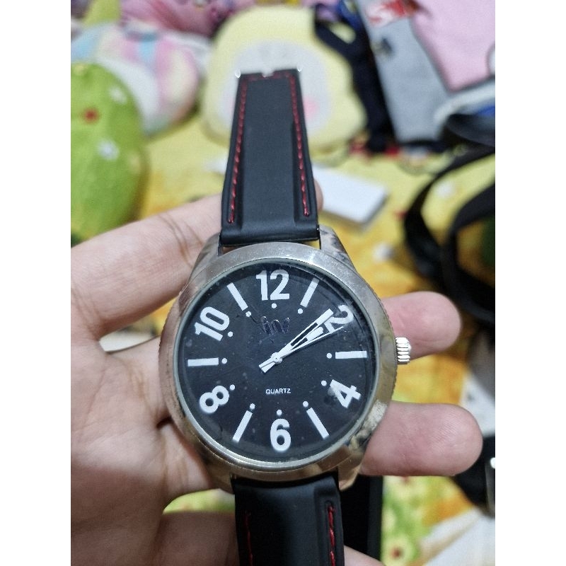 jam tangan pria cowok keren merk ifa warna hitam  dan dompet biru